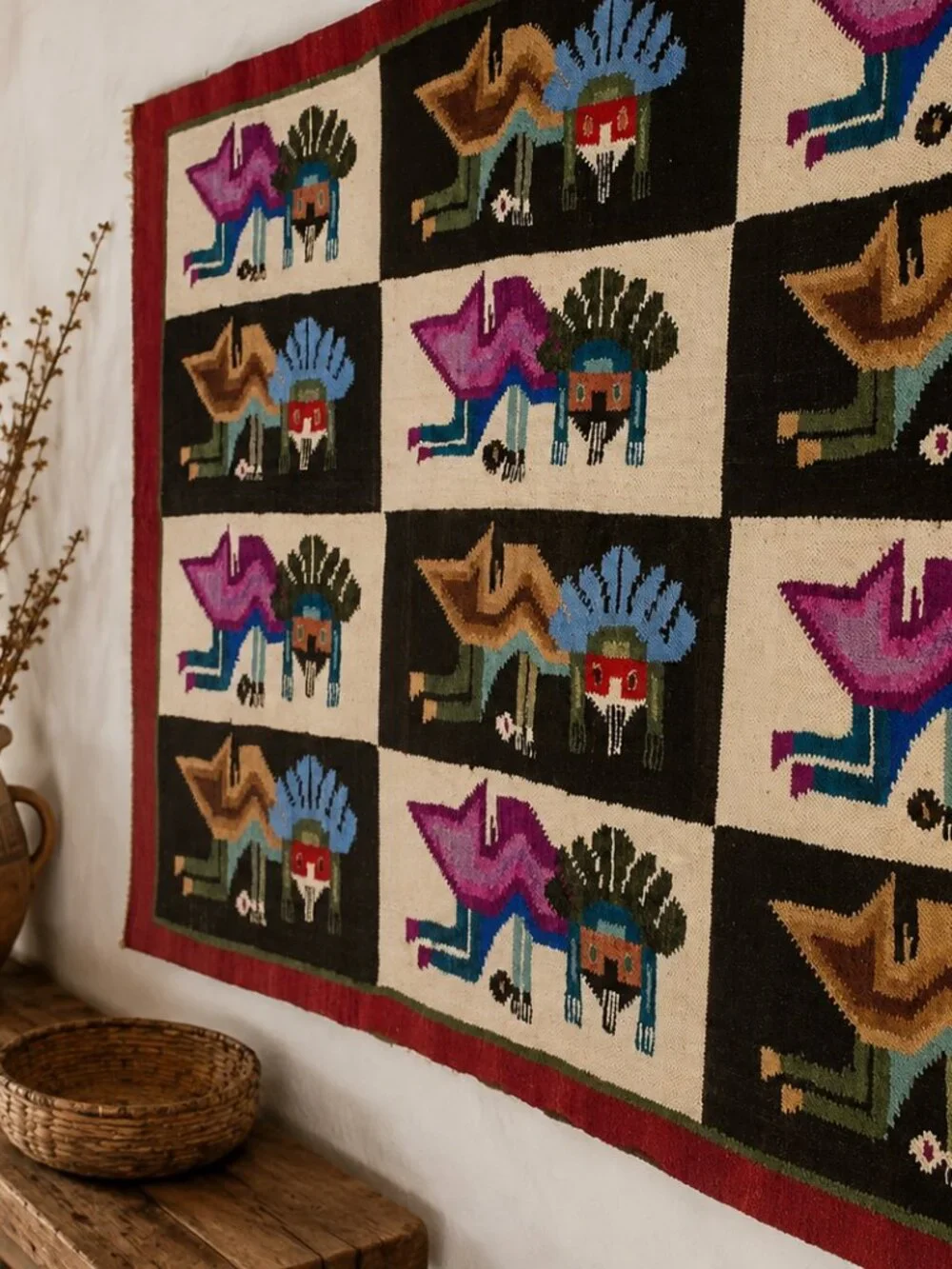 Andean Art Decor Tapestry Paracas Guardian Spirits – Traditional Andean Wool Wea